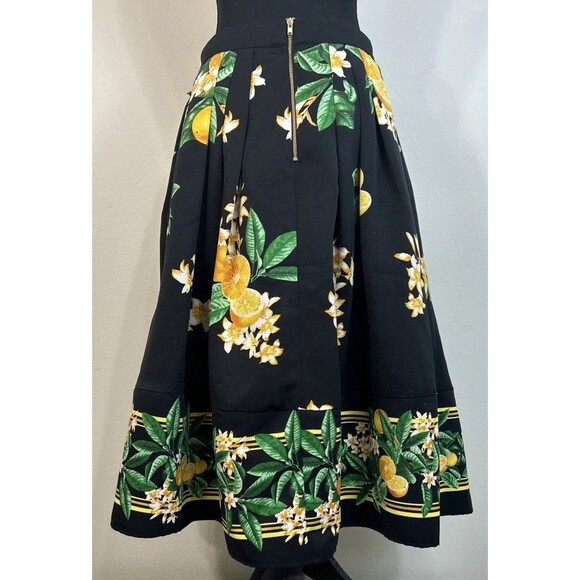 NY&C Eva Mendes Collection Black Maddie Lemon Print Skirt Size 10 - Picture 5 of 12